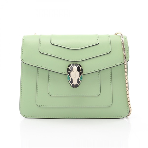 BVLGARI Serpenti Forever Small Chain Crossbody Shoulder Bag leather Green Used