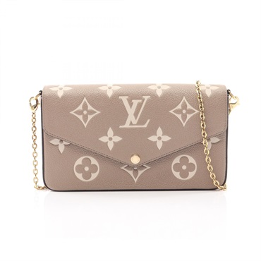 LOUIS VUITTON Pochette Felicie chain crossbody Shoulder Bag M69977 leather beige