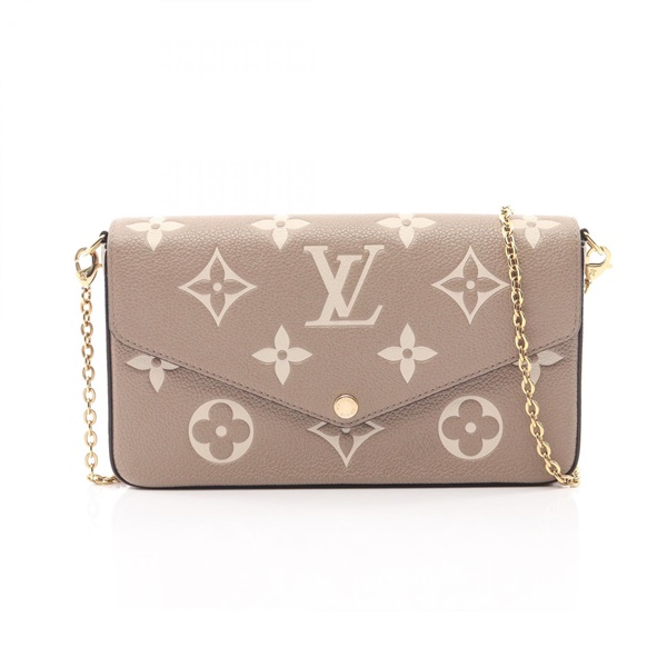 LOUIS VUITTON Pochette Felicie chain crossbody Shoulder Bag M69977 leather beige