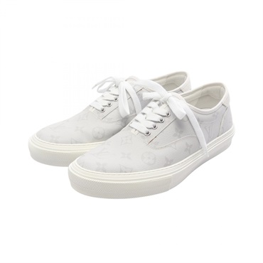 LOUIS VUITTON Trocadero line Sneakers Shoes #8 canvas leather Gray White mens LV
