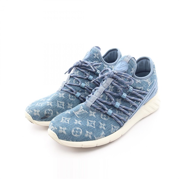 LOUIS VUITTON Fastlane line sneakers shoes #8.5 1A4U49 Monogram denim Navy Used