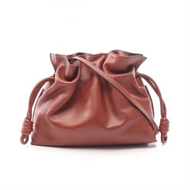 LOEWE flamenco clutch medium Shoulder crossbody Bag leather Brown Used Women