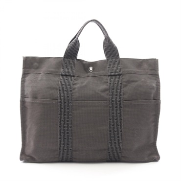 HERMES HerlineMM Hand Tote Bag Nylon canvas Gray Used unisex SHW