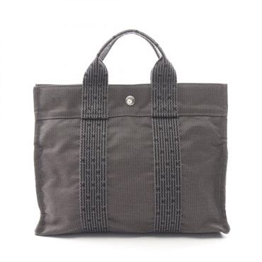 HERMES Herline PM Hand Tote Bag Nylon canvas Gray Used Women SHW