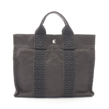 HERMES HerlinePM Hand Tote Bag Nylon canvas Gray Used Women SHW
