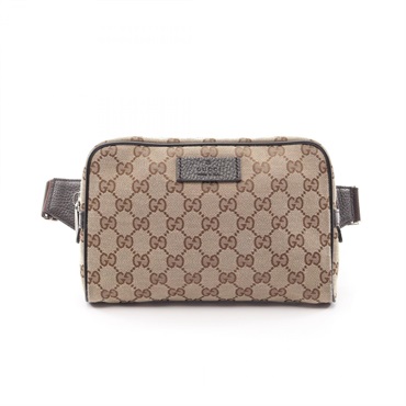 GUCCI GG canvas Waist Belt Bum Bag 449174 canvas leather Beige Brown Used unisex