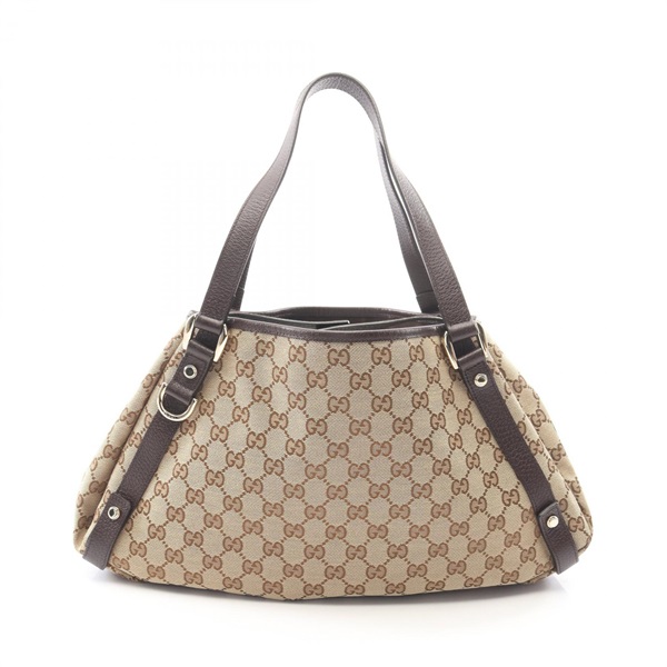 GUCCI Abbey GG canvas Shoulder Bag 130736 canvas leather Beige Brown Used Women