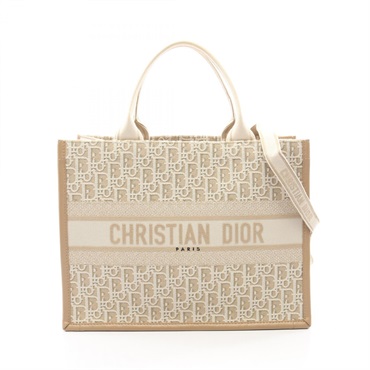 Christian Dior BOOK TOTE Oblique shoulder crossbody hand Bag canvas leather used