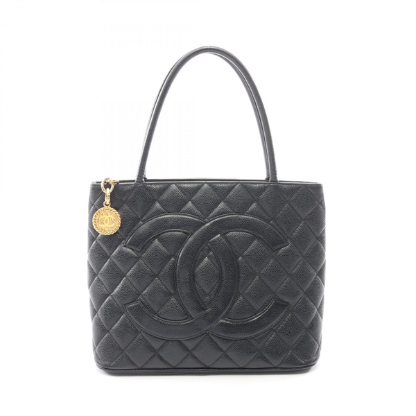 CHANEL Medallion Tote Hand Bag A01804 Grained Calfskin leather Black Used GHW