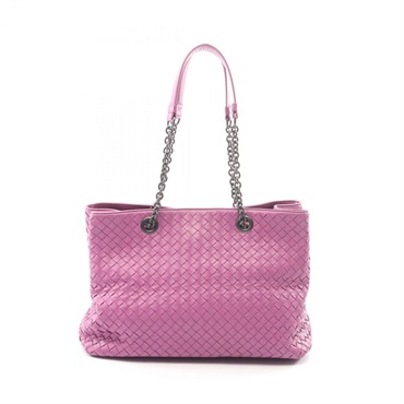 BOTTEGA VENETA Intrecciato Tote shoulder hand Bag leather Pink Used Women