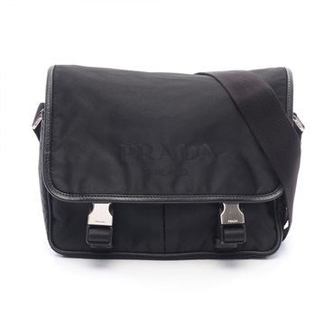 PRADA TESSUTO + SAFFI Shoulder Messenger Bag VA0769 Nylon Saffiano leather Black