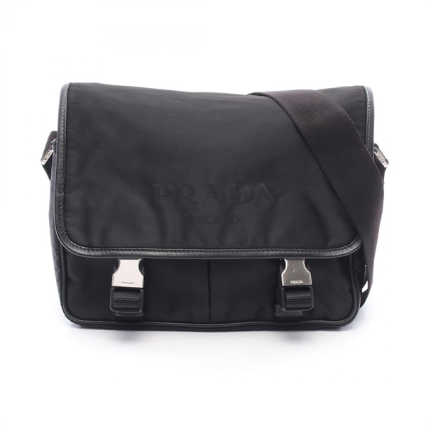PRADA TESSUTO + SAFFI Shoulder Messenger Bag VA0769 Nylon Saffiano leather Black