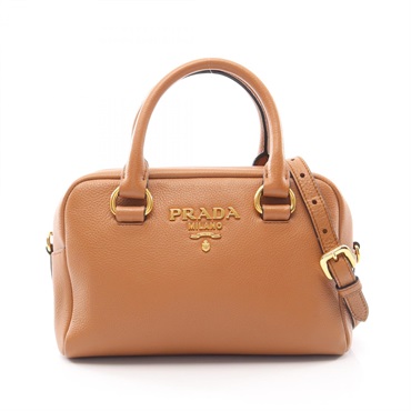 PRADA VITTELO PHENIX Shoulder Crossbody Handbag 1BB108 leather Brown Used Women