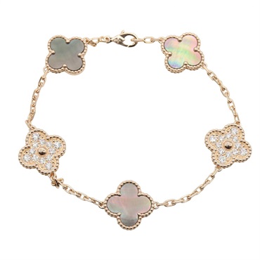 Van Cleef & Arpels Vintage Alhambra Gres Diamond Bracelet VCARP2R100 18KRG Women