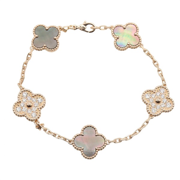 Van Cleef & Arpels Vintage Alhambra Gres Diamond Bracelet VCARP2R100 18KRG Women