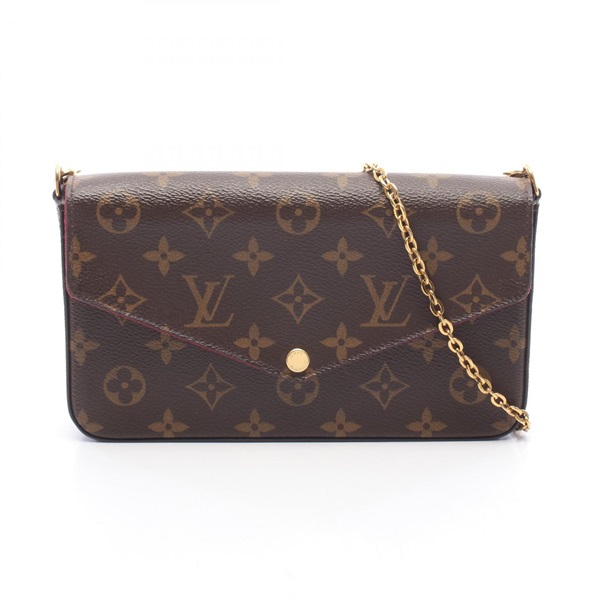 LOUIS VUITTON Pochette Felicie chian Shoulder hand Bag M61276 Monogram Fuschia
