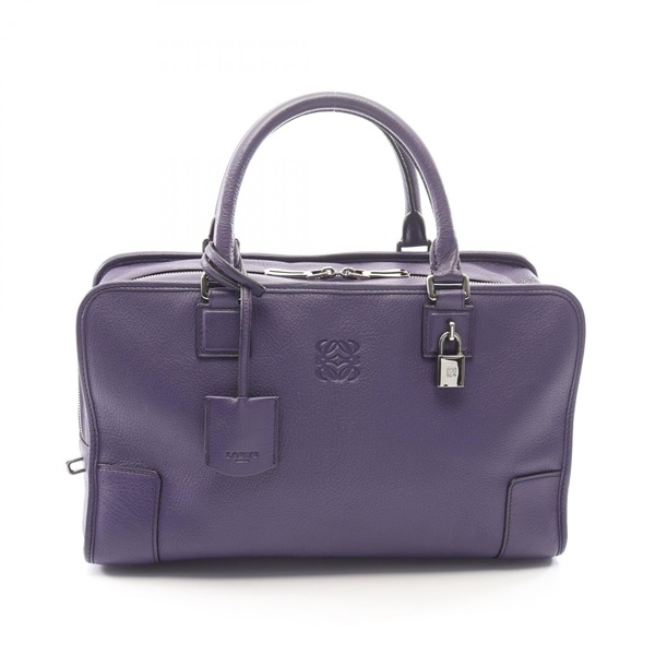 LOEWE Amazona 36 Zippered Square Handbag leather Purple Used Women