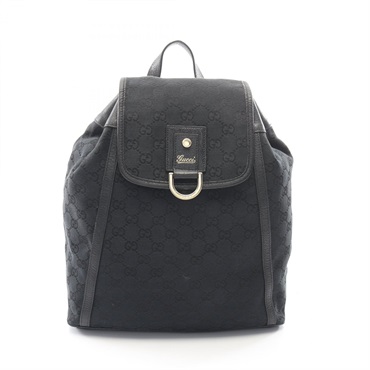 GUCCI GG canvas Rucksack Backpack 141642 leather Black Used Women