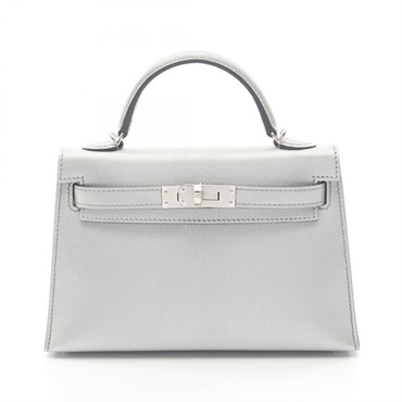 HERMES Mini Kelly II Sellier Shoulder Handbag Chevre Shamquila leather SHW K
