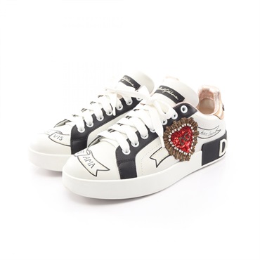 DOLCE & GABBANA Portofino Sneakers Shoes #37 leather White Black Multicolor Used