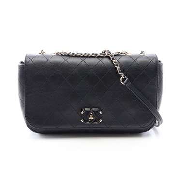 CHANEL Matelasse chain Shoulder hand Bag leather Black Used Women GHW