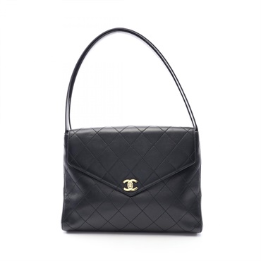 CHANEL Matelasse Shoulder hand Bag Lambskin leather Black Used Women GHW