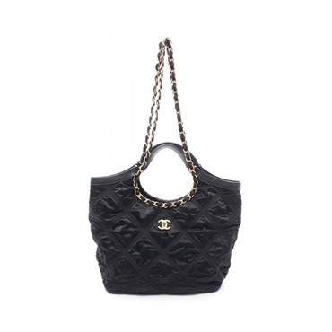 CHANEL Matelasse Chain Shoulder Tote Handbag AS3152 Fabric leather BK GHW Used