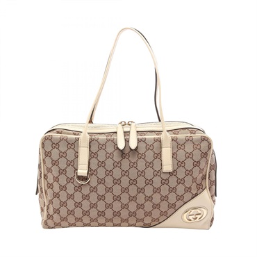 GUCCI New Britt GG Canvas Shoulder Handbag 169971 leather Beige Used Women