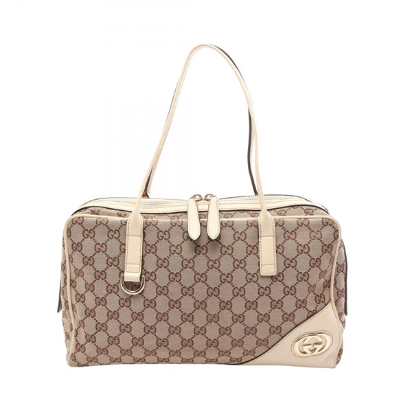 GUCCI New Britt GG Canvas Shoulder Handbag 169971 leather Beige Used Women