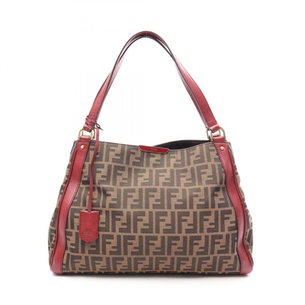 FENDI Zucca Tote Shoulder Handbag 8BR717 Z23 canvas leather Brown Bordeaux Used