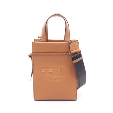 FENDI Go To Shopper S Tote Shoulder Crossbody Handbag 7VA584 leather Brown Used