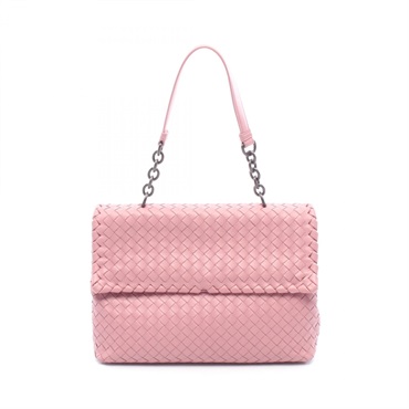 BOTTEGA VENETA Intrecciato chain Shoulder hand Bag Lambskin Pink Used Women