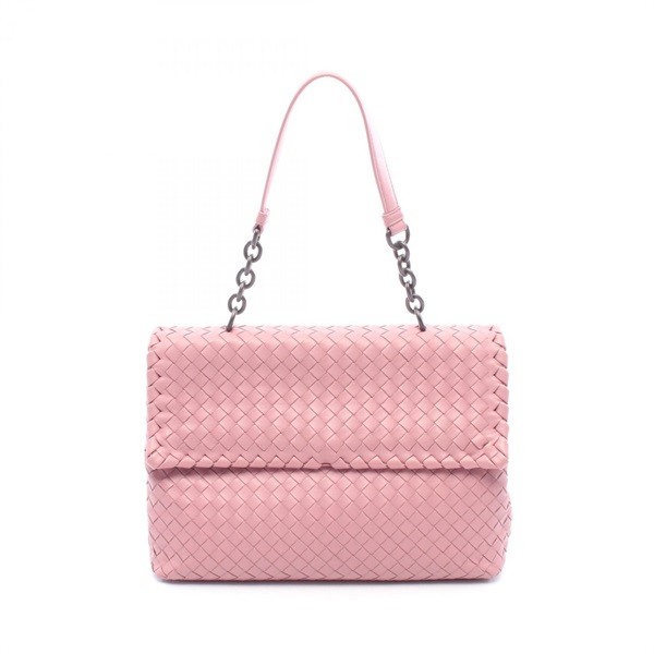 BOTTEGA VENETA Intrecciato chain Shoulder hand Bag Lambskin Pink Used Women