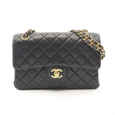 CHANEL Matelasse Double face Chain Shoulder Bag Lamb leather Black Used GHW CC