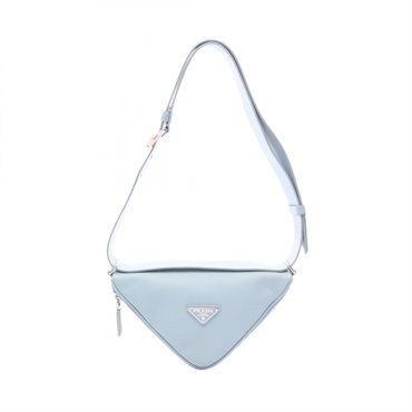 PRADA SAFFIANOSA CUIR Triangle Shoulder Bag 2VL039 leather Blue Used Women