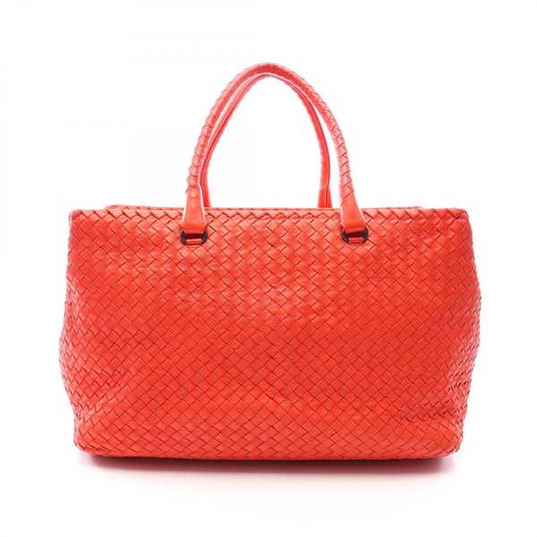BOTTEGA VENETA Intrecciato Tote hand Bag leather Red Used Women