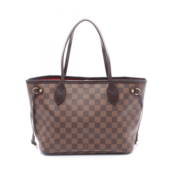 LOUIS VUITTON Neverfull PM Tote hand Bag N51109 Damier leather Brown Ebene Used