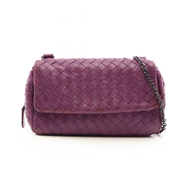 BOTTEGA VENETA Intrecciato Shoulder crossbody Bag leather Purple Used Women