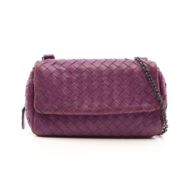 BOTTEGA VENETA Intrecciato Shoulder crossbody Bag leather Purple Used Women