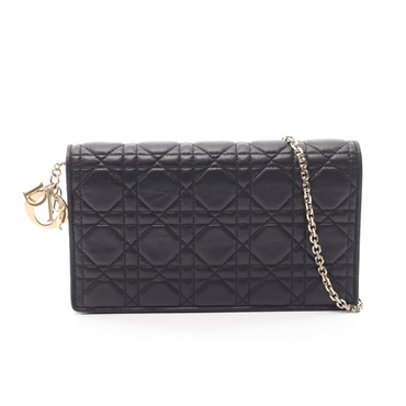 Christian Dior Lady Dior Pouch Cannage Chain Crossbody Shoulder Bag leather Used