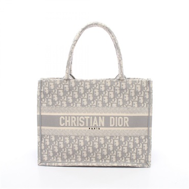 Christian Dior BOOK TOTE Medium Handbag canvas White Gray Used Women