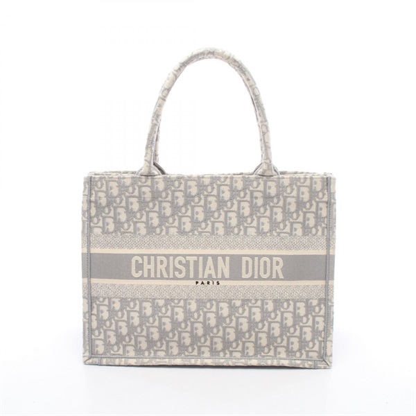 Christian Dior BOOK TOTE Medium Handbag canvas White Gray Used Women