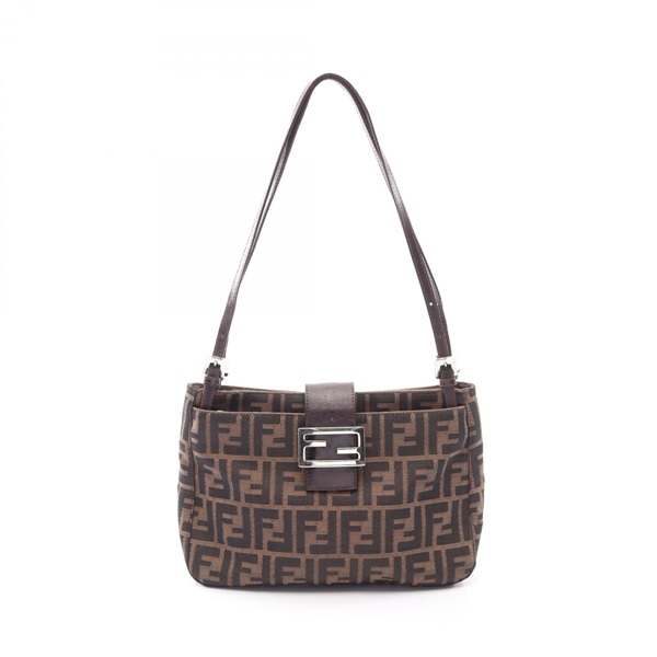 FENDI Zucca Shoulder Bag canvas leather Brown SHW Used Women FF