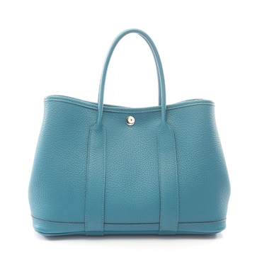 HERMES Garden Party TPM Tote Bag Negonda leather Green Cobalt Used Women SHW X