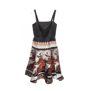 FENDI Embroidered Parrot Camisole Dress #38 silk polyester Black Multicolor Used