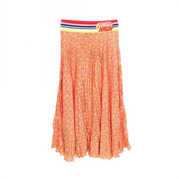 FENDI Full Print Flare Long Skirt #42 silk Yellow Pink Multicolor Used Women