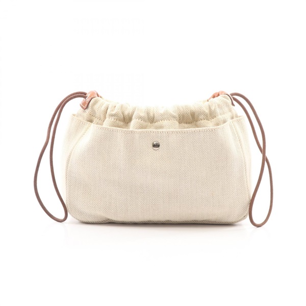 HERMES Fourbi Pouch 20 Bag Toile Chevrons canvas Barenia leather Beige Brown R