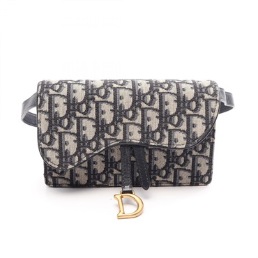 Christian Dior SADDLE Oblique Jacquard Waist bum belt bag canvas leather Beige