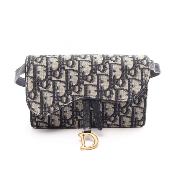 Christian Dior SADDLE Oblique Jacquard Waist bum belt bag canvas leather Beige