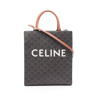 CELINE Small Vertical Cabas Triomphe Crossbody Tote Bag canvas leather Used